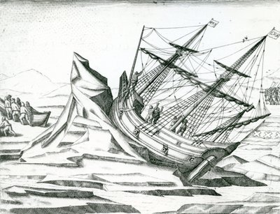 Segelschiff auf einem Eisberg gestrandet, Illustration aus 